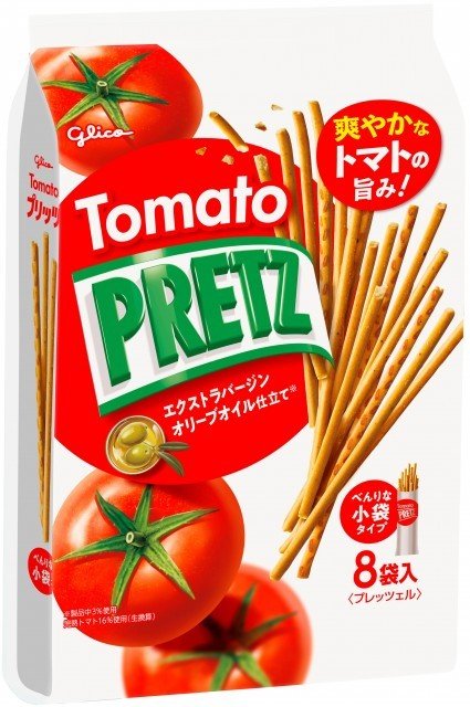 Glico Pretz Tomato Flavor, 8 bags included.