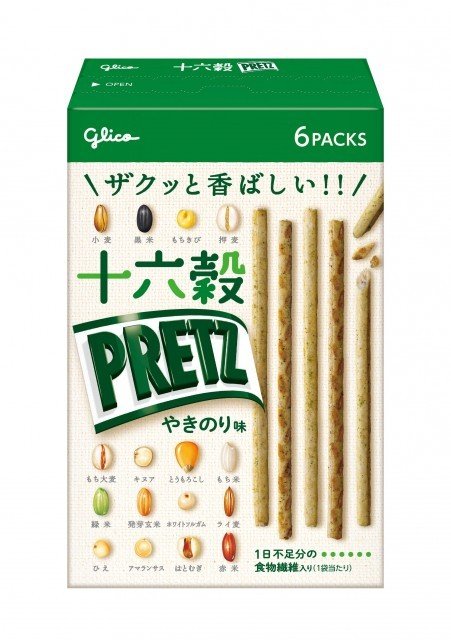 Glico Pretz Sixteen Grain Roasted Seaweed Flavor, 6 bags included.