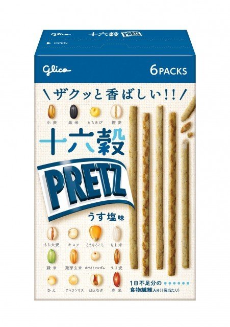 Glico Pretz Sixteen Grains Lightly Salted, 6 bags included.